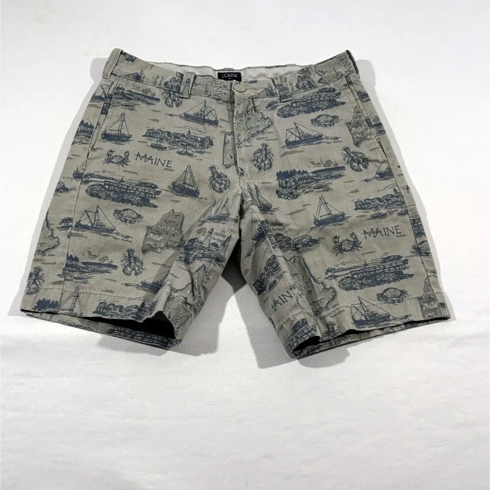 J.CREW Gramercy Chino Shorts Mens Gray Boat Nautical Cotton 8
